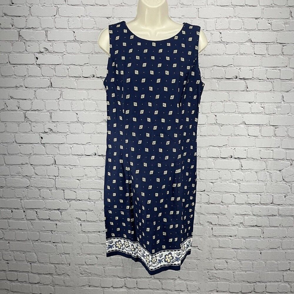 VTG Bushwacker Blue 100% Cotton Lightweight Shift Zipped Dress USA Made Size 8